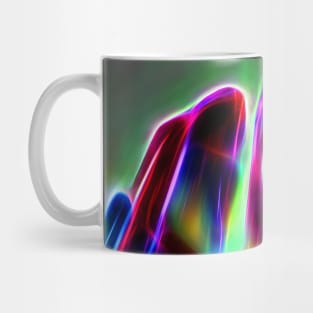 Glowing neon fractal city building Mug